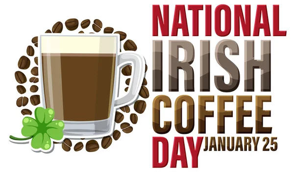 Día Nacional Del Café Irlandés Banner Diseño Ilustración — Archivo Imágenes Vectoriales