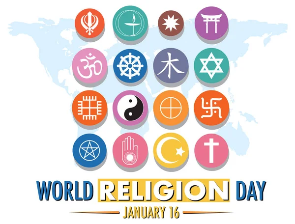 Illustration Design Bannière Journée Mondiale Religion — Image vectorielle