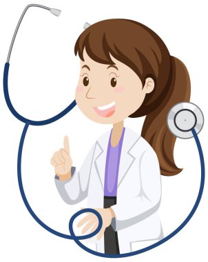Female doctor with stethoscope icon illustration