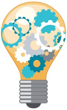 Gears inside light bulb icon design illustration