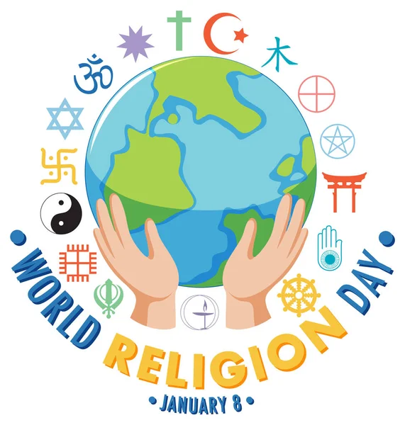 World Religion Day Banner Design Illustration — Stock Vector