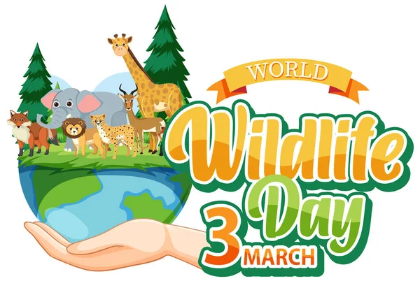 World Wildlife Day Banner Illustration — Stock Vector