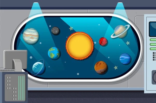 Room Decorated Solar System Planets Template Illustration — Vettoriale Stock