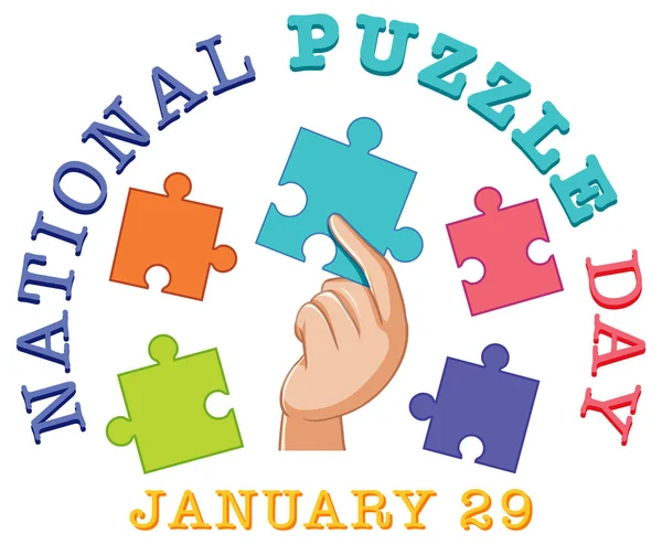 National Puzzle Day Banner Design Illustration — Stock Vector
