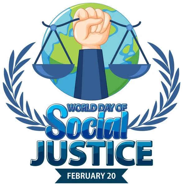 Världsdagen För Social Rättvisa Banner Illustration — Stock vektor