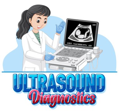 Doctor using ultrasound scanning machine illustration