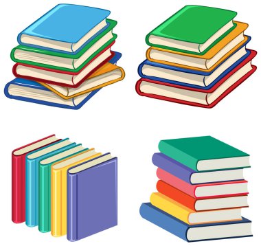 Beyaz arkaplan resimlemesi üzerine kitap yığını