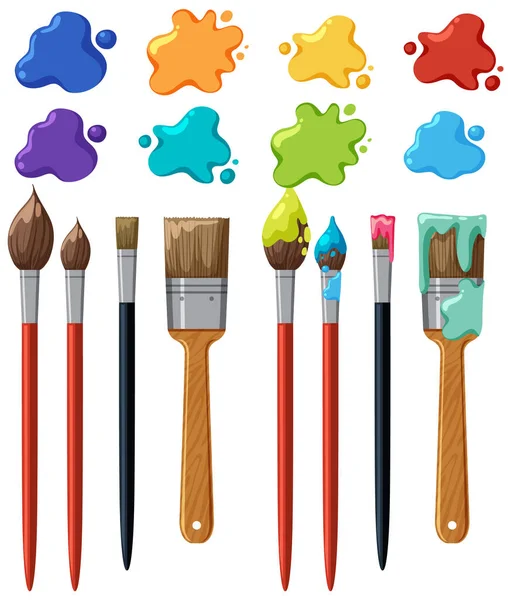 Different Aint Brushes Set Illustration — Vector de stock