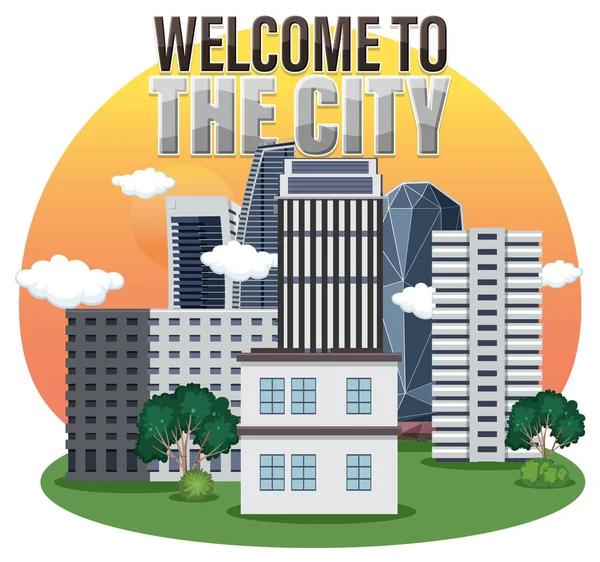 Welcome City Text Banner Poster Design Illustration — Stock Vector