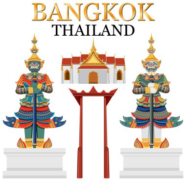 Set of elements about thailand tourist attraction illustration