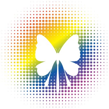Dotted rainbow butterfly icon illustration