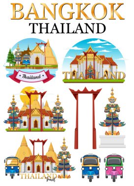 Bangkok Tayland Landmark Logo Sancakları