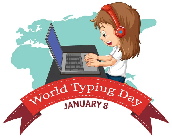 World Typing Day Banner Design Illustration — Stock Vector