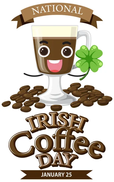 Nationale Irish Coffee Day Banner Ontwerp Illustratie — Stockvector