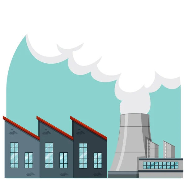 Nuclear Power Plant White Background Illustration — Stok Vektör