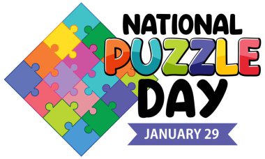 Ulusal Bulmaca Günü Afiş Tasarımı illüstrasyonu
