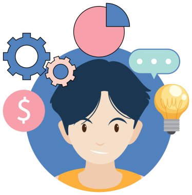 Working character flat design for web banner illustration