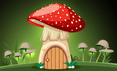 A mushroom fairy tale fantasy house illustration