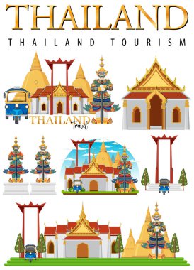 Bangkok Tayland Landmark Logo Sancakları