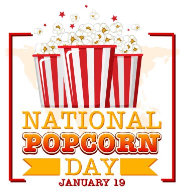 Ulusal Patlamış Mısır Günü Logo İllüstrasyonu