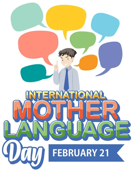 International Mother Language Day Banner Illustration — Stok Vektör