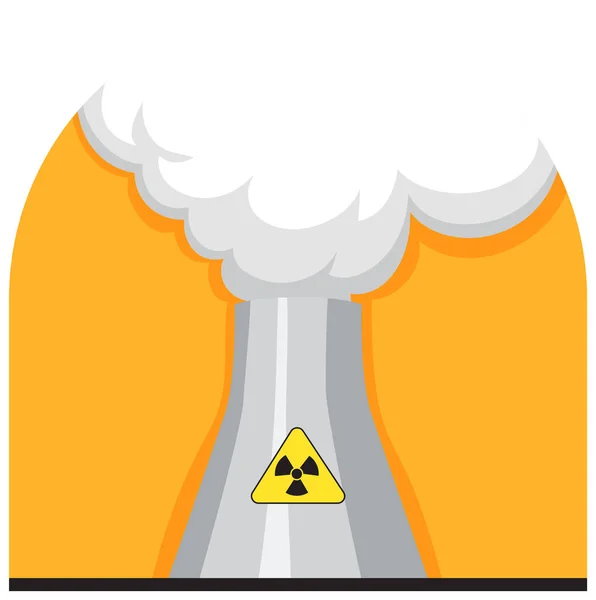 Nuclear Power Plant White Background Illustration — Archivo Imágenes Vectoriales