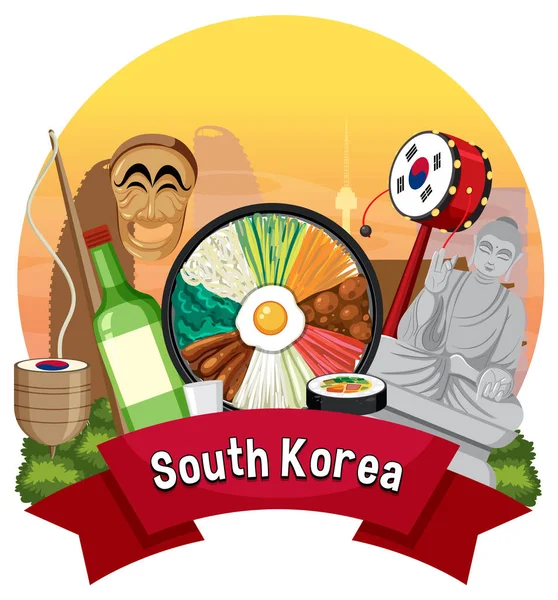 South Korea Element Nation Tradition Symbol Illustration — Stock Vector