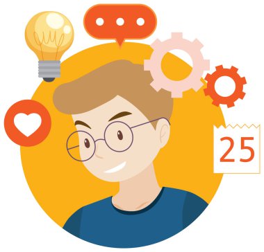 Working character flat design for web banner illustration