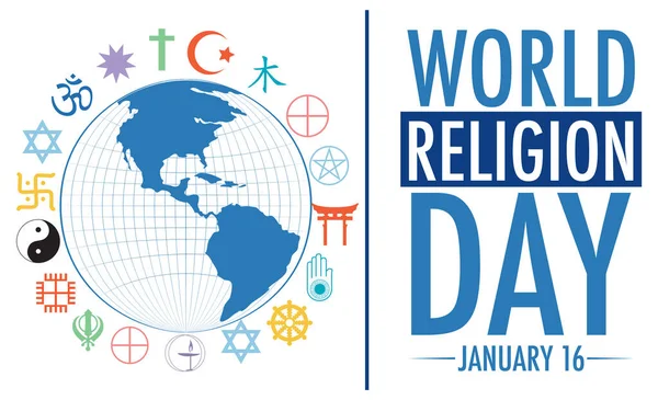 Wereld Religie Dag Banner Ontwerp Illustratie — Stockvector