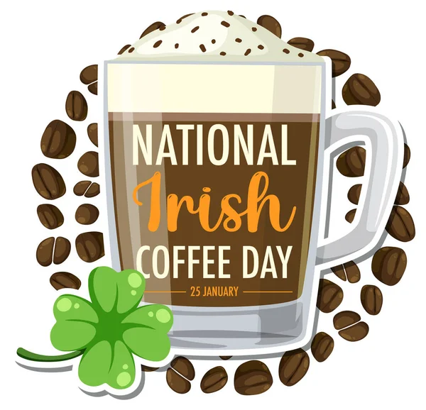 Ilustração Nacional Irish Coffee Day Banner Design — Vetor de Stock