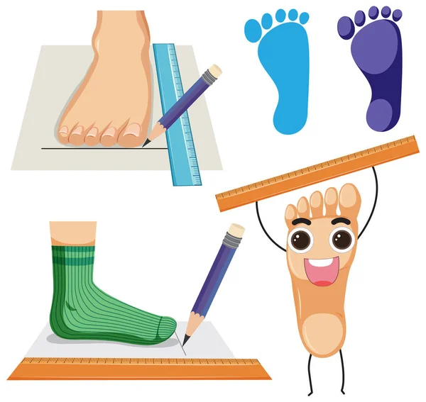 Foot Smiley Face Expression Ruler Illustration — Stock Vector