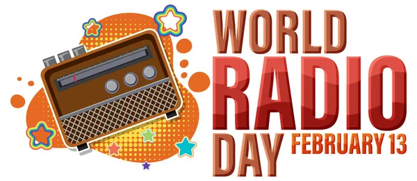 World Radio Day Banner Illustration — Stock Vector