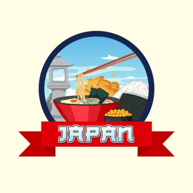 Ramen Japanese food element nation tradition symbol illustration