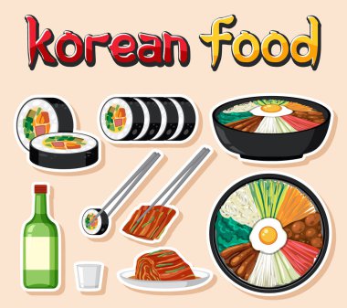 Korean traditional food vector illustration