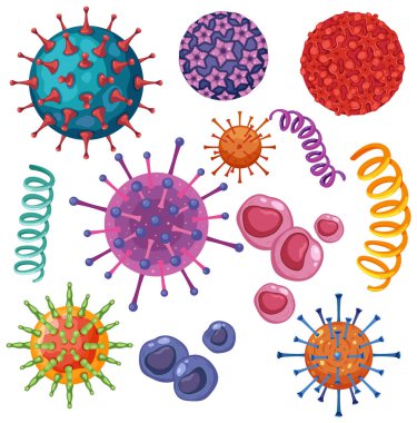 Set of virus and bacteria icons illustration