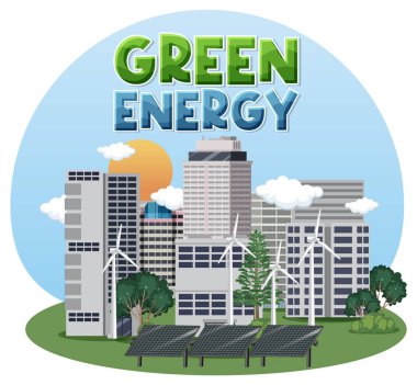 Green energy text banner design illustration