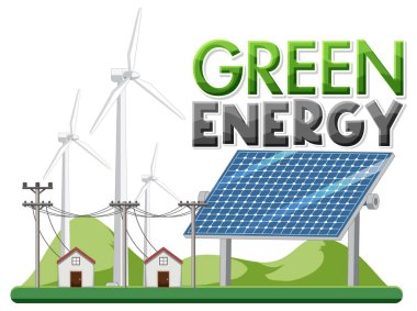 Green energy text banner design illustration
