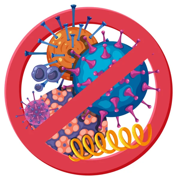 Stop Bacteria Virus Prohibition Sign Illustration — 图库矢量图片