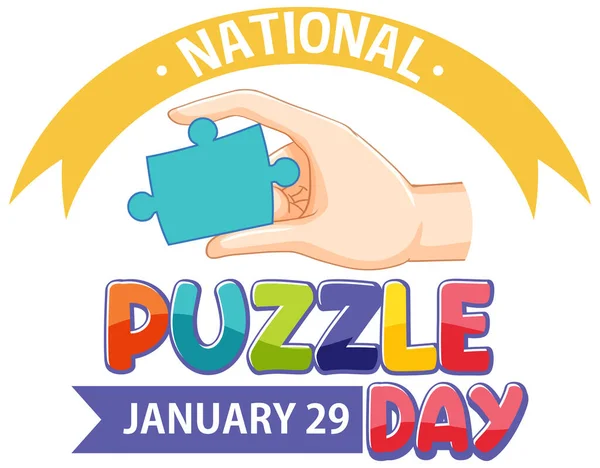 Giornata Nazionale Del Puzzle Banner Design Illustrazione — Vettoriale Stock
