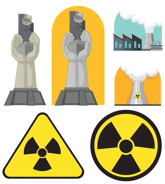 Nucleaire Symbolen Witte Achtergrond Illustratie — Stockvector