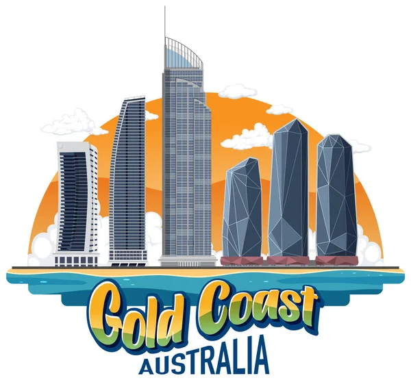 Gold Coast Australia Building Landmark Illustration — Stok Vektör