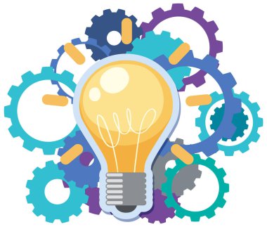 Lightbulb with gears icon design illustration