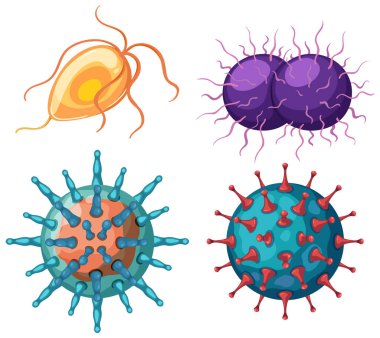 Set of virus and bacteria icons illustration