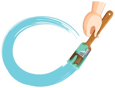 Paint brush with brush stroke circle illustration