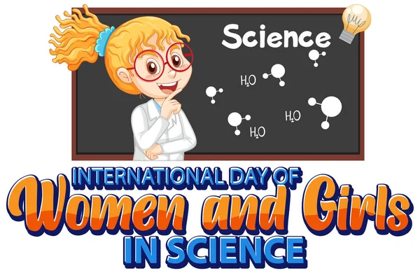International Day Women Girls Science Illustration — Stock Vector