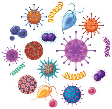 Bacterial microorganism in circle illustration