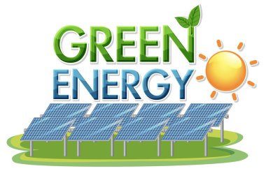 Green energy text banner design illustration