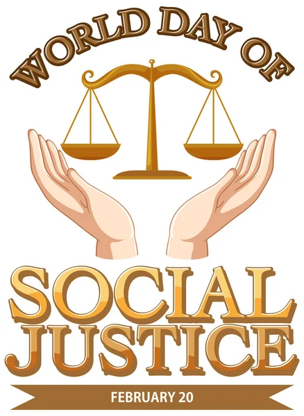 World Day Social Justice Banner Illustration — Stock Vector