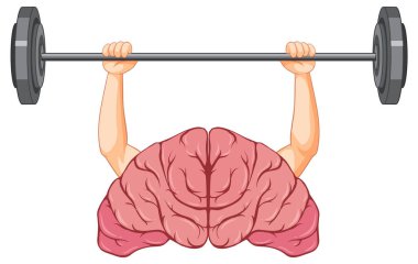 Brain with Strong Arms Vector illustration