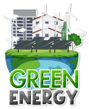 Green energy text banner design illustration